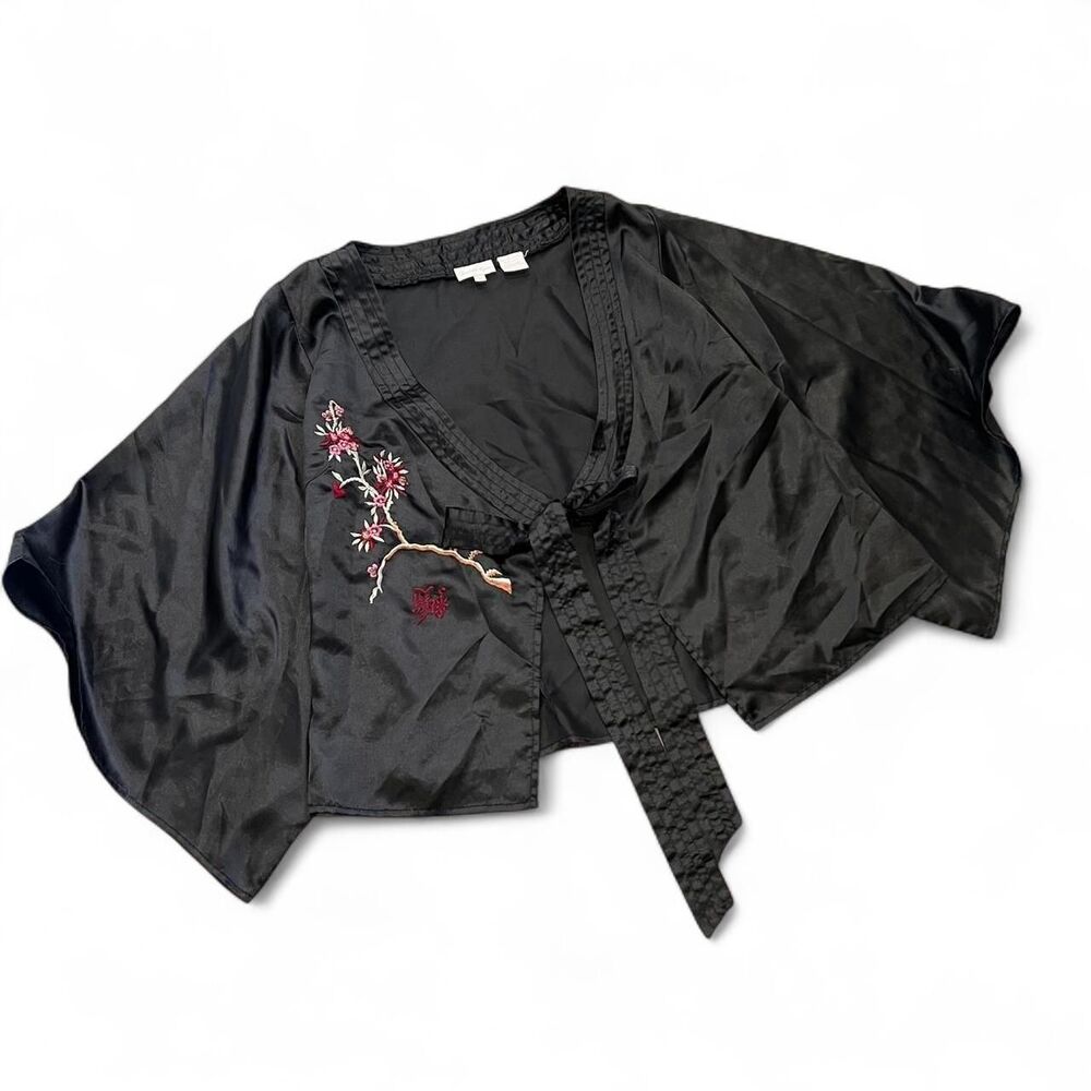 Y2K Charlotte Russe Embroidered Kimono Wrap Top Festival Coachella